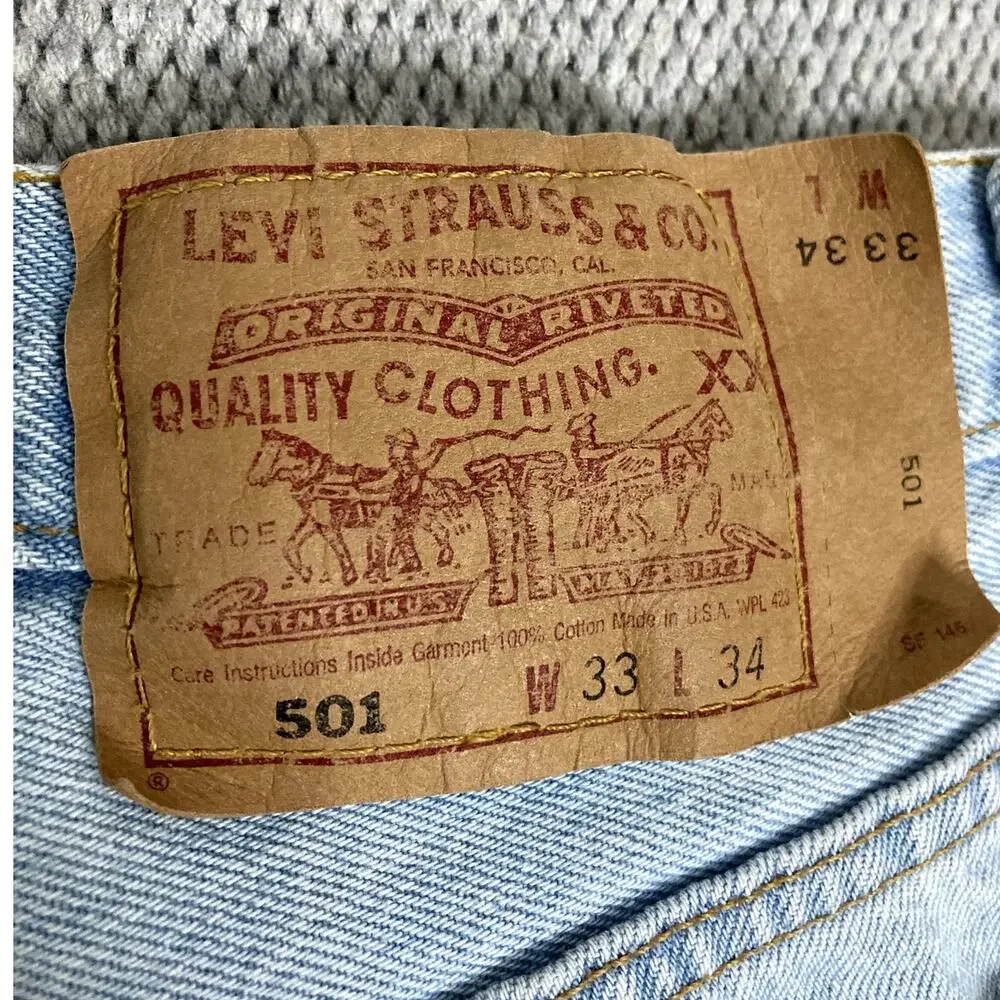 Vtg Levi's 501XX Jeans Men's 32X34 Light Wash Fade USA Made Button Fly‎ 95